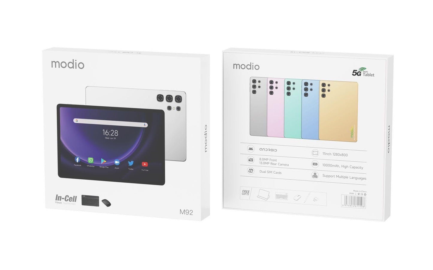 Modio M92 – Tablette PC Android 5G, 16 Go de RAM, 1 To de ROM, écran 11 pouces, batterie 10 000 mAh, clavier sans fil